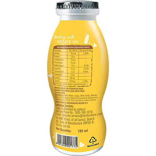 Mother Dairy Lassi - Mango, 180 ml Bottle