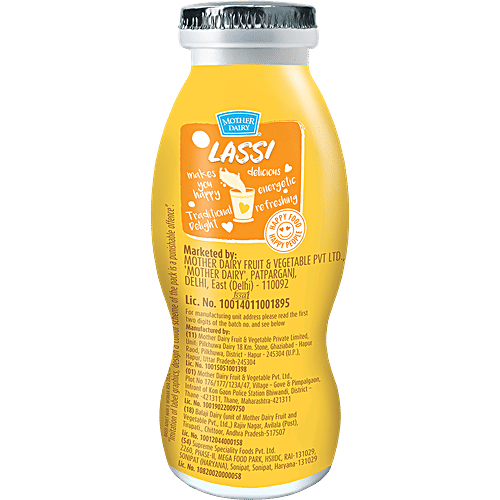 Mother Dairy Lassi - Mango, 180 ml Bottle
