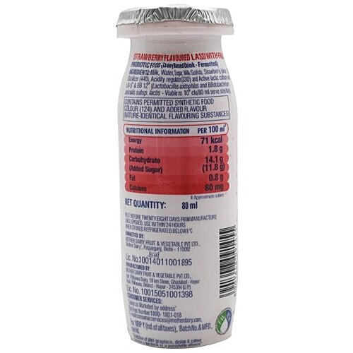 mother dairy Nutrifit Fermented Probiotic Milk Drink - Strawberry, 80 ml Bottle 