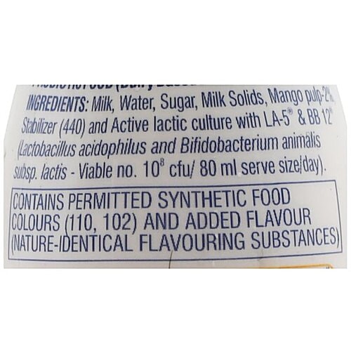 mother dairy Nutrifit Fermented Probiotic Milk Drink - Mango, 80 ml Bottle 