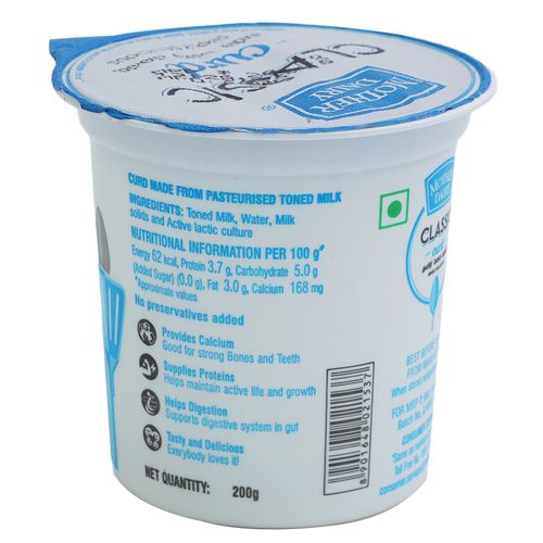 Mother Dairy Dahi - Made From Toned Milk, 200 g Cup 