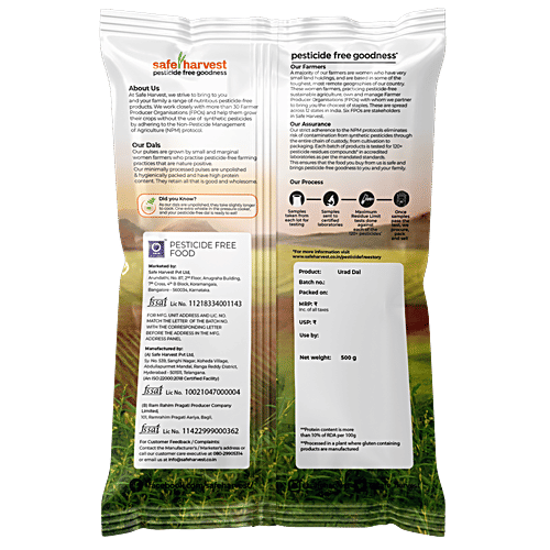 Safe Harvest Urad Dal/Udid Dal - Pesticide Free, 500 g  Pesticide Free Natural Food