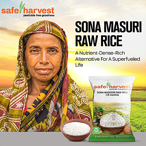 Safe Harvest Sona Masuri Raw Rice/Akki - 18 Months, Pesticide Free, 1 kg Pesticide Free