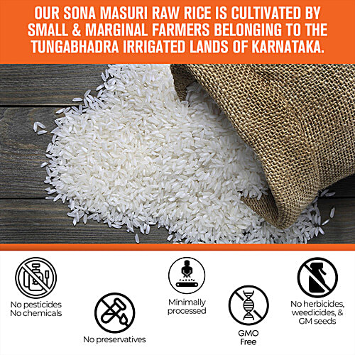 Safe Harvest Sona Masuri Raw Rice/Akki - 18 Months, Pesticide Free, 1 kg Pesticide Free