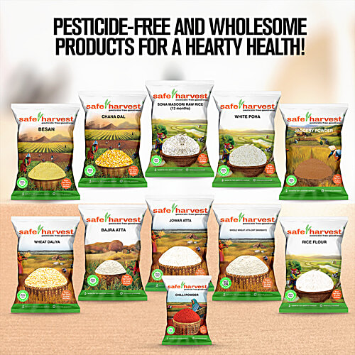 Safe Harvest Sona Masuri Raw Rice/Akki - 18 Months, Pesticide Free, 1 kg Pesticide Free