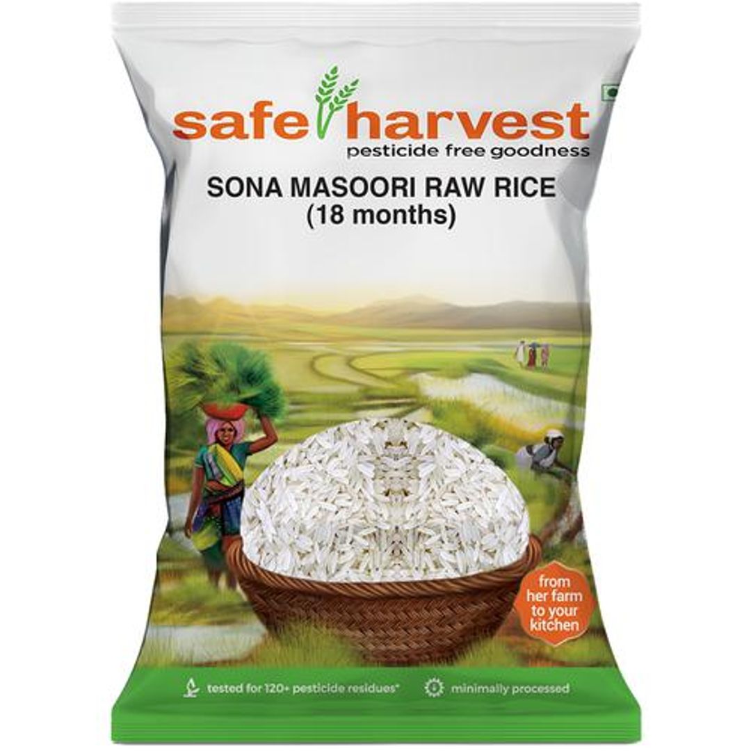 Safe Harvest Sona Masuri Raw Rice/Akki - 18 Months, Pesticide Free, 1 kg 