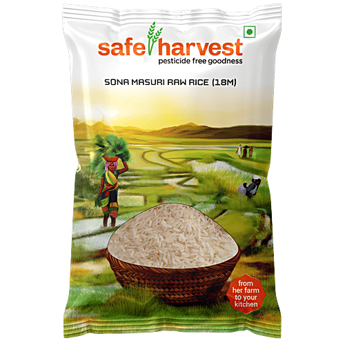 Safe Harvest Sona Masuri Raw Rice/Akki - 18 Months, Pesticide Free, 1 kg Pesticide Free
