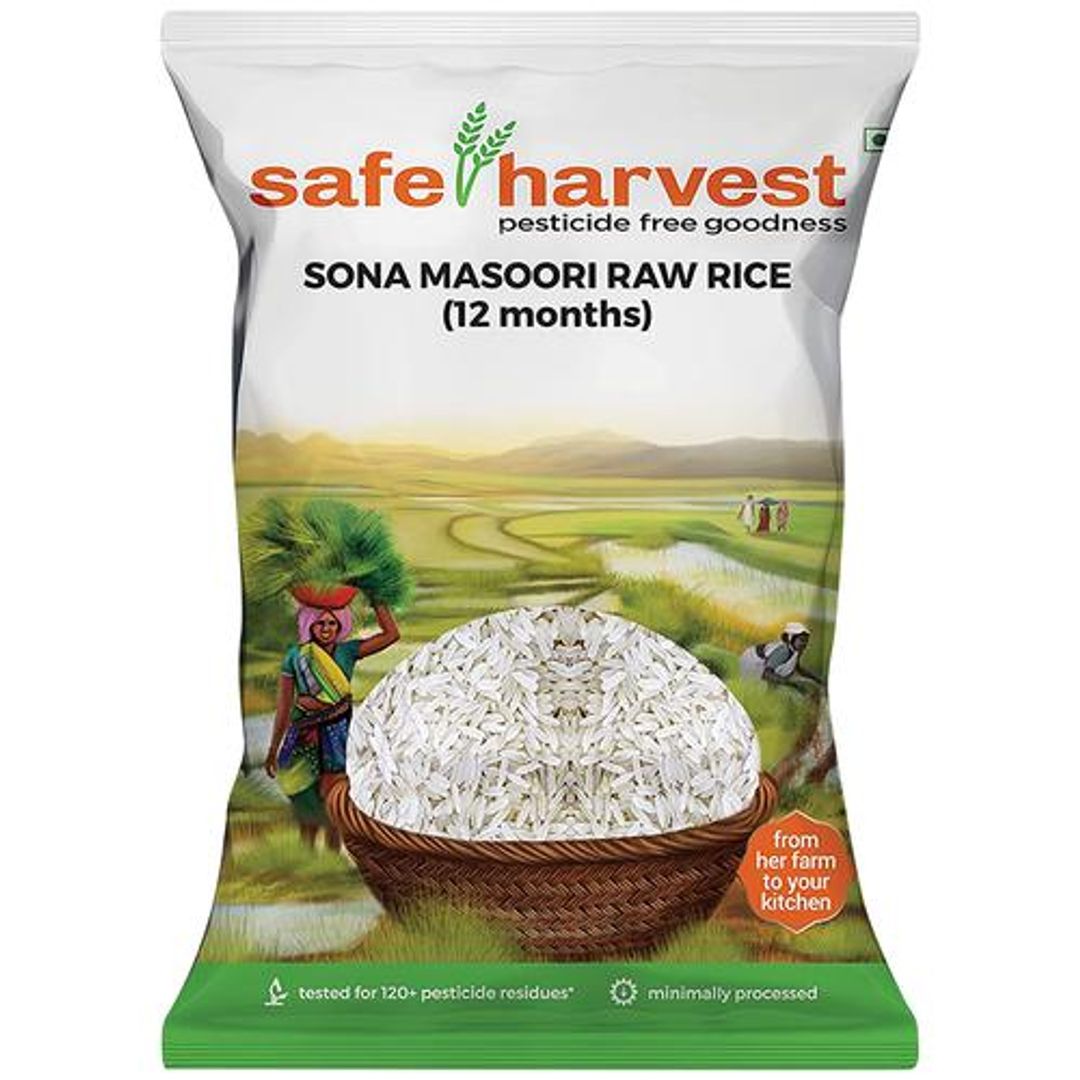 Safe Harvest Sona Masuri Raw Rice/Akki - 12 Months, Pesticide Free, 1 kg 