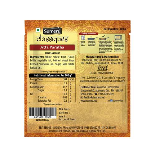 sumeru Whole Wheat Atta - Paratha, 300 g Pouch No Preservatives, No Added Colours