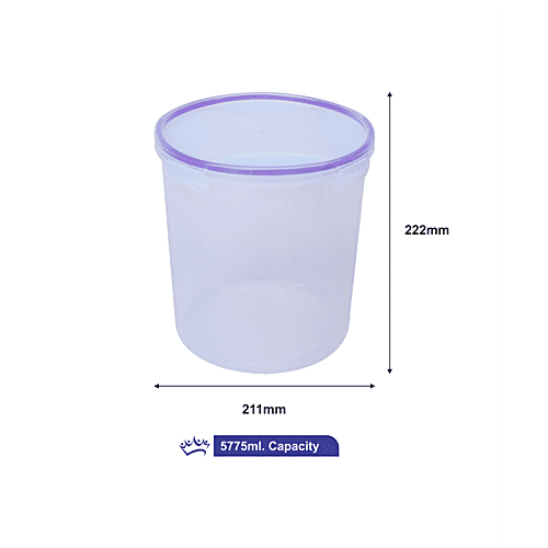 Princeware Click N Seal Canister Microwaveable Plastic Container - L5906-VL, 5.775 L  