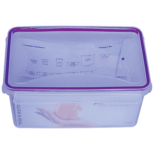 Princeware Click N Seal Rectangular Microwaveable Plastic Container - L5918-VL, 1.81 L  