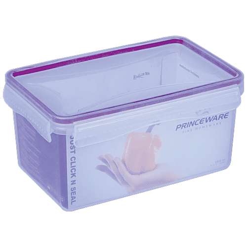 Princeware Click N Seal Rectangular Microwaveable Plastic Container - L5918-VL, 1.81 L  