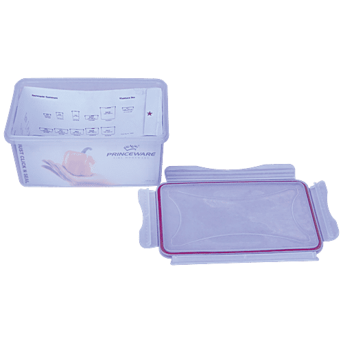 Princeware Click N Seal Rectangular Microwaveable Plastic Container - L5918-VL, 1.81 L  