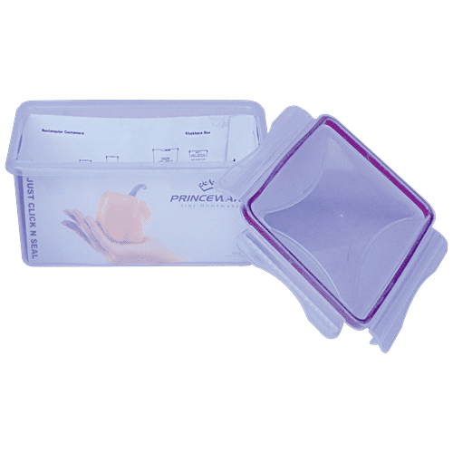 Princeware Click N Seal Rectangular Microwaveable Plastic Container - L5918-VL, 1.81 L  