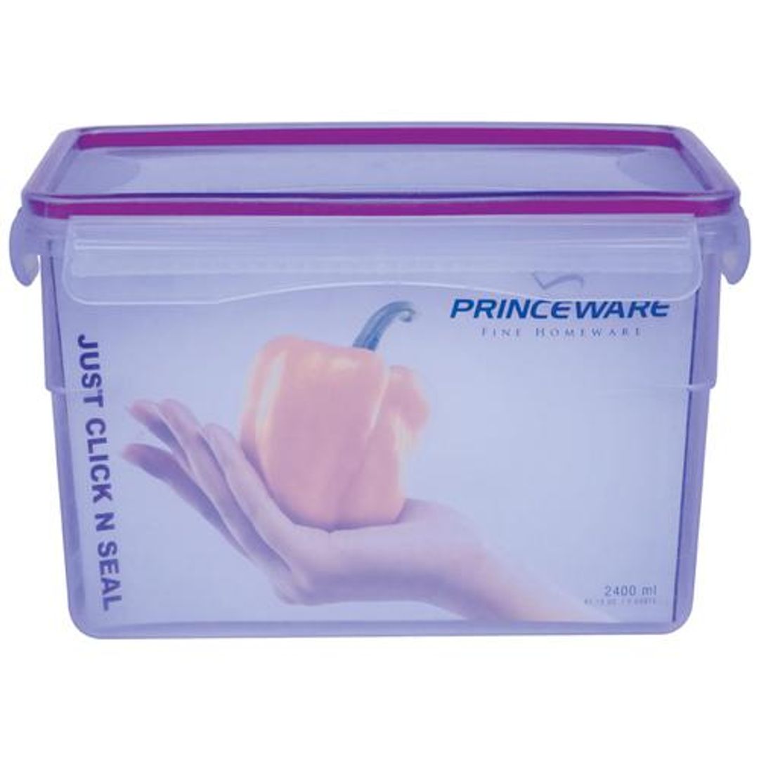 Princeware Click N Seal Rectangular Microwaveable Plastic Container - L5919-VL, 2.4 L 