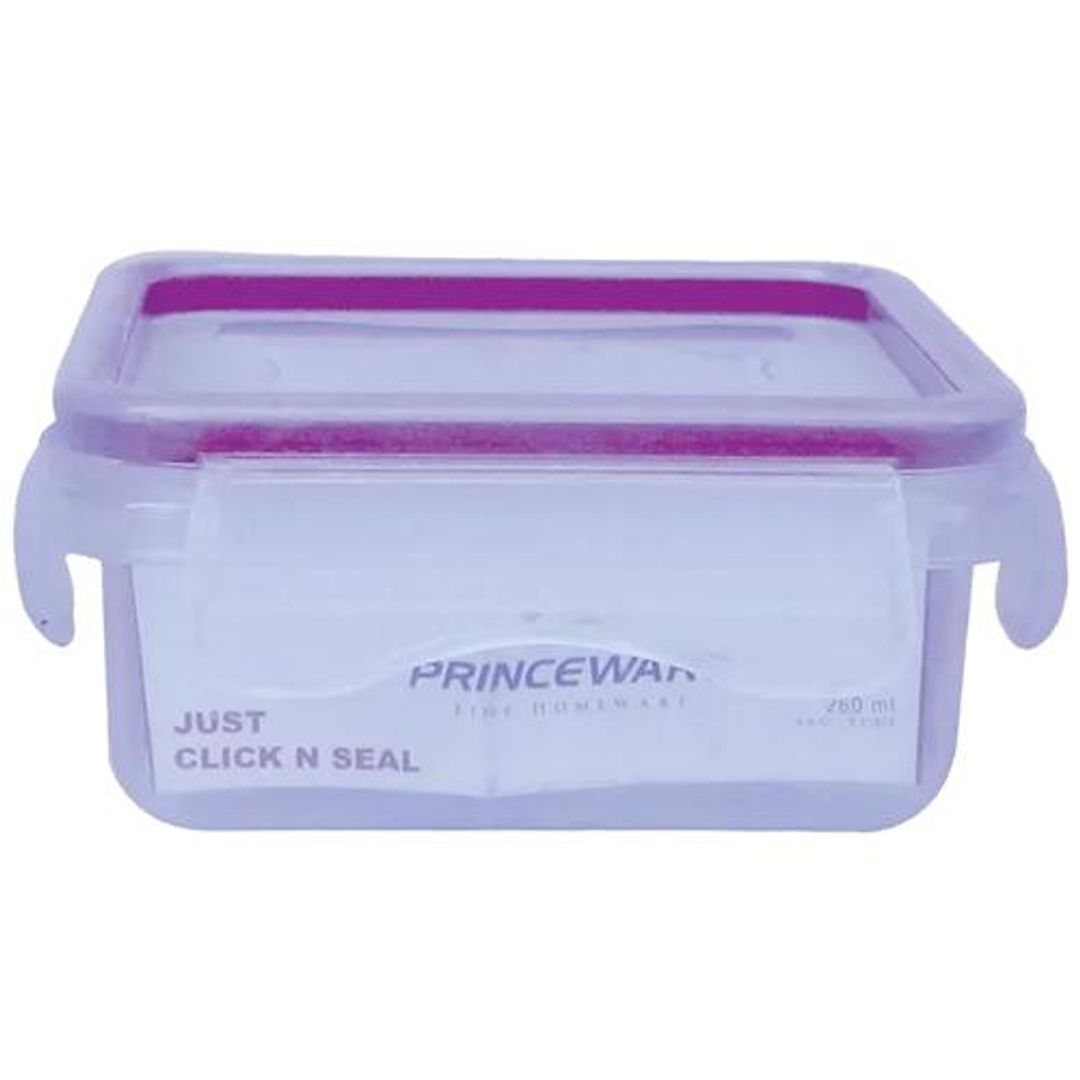 Princeware Click N Seal Container - L5941-VL, Plastic, Square, Microwaveable, 260 ml 