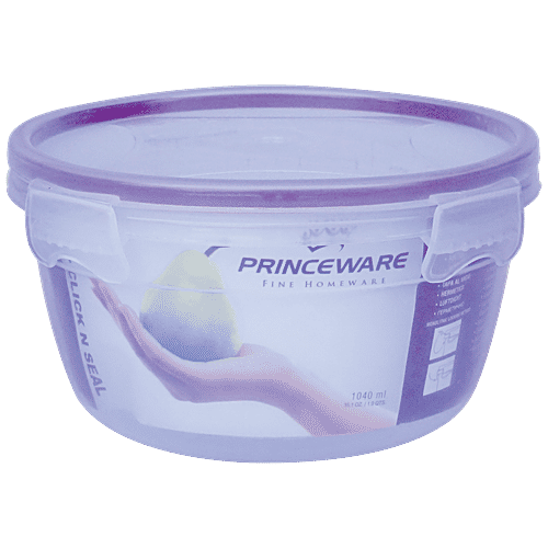 Princeware Click N Seal Round Packing Microwaveable Plastic Container - L5964-VL, 1.04 L