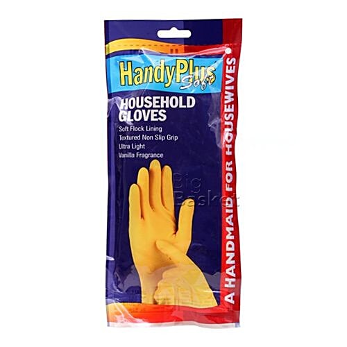 Buy Handy Plus Household Gloves Soft Lining Textured Non Slip Grip Vanilla Fragrance Online at