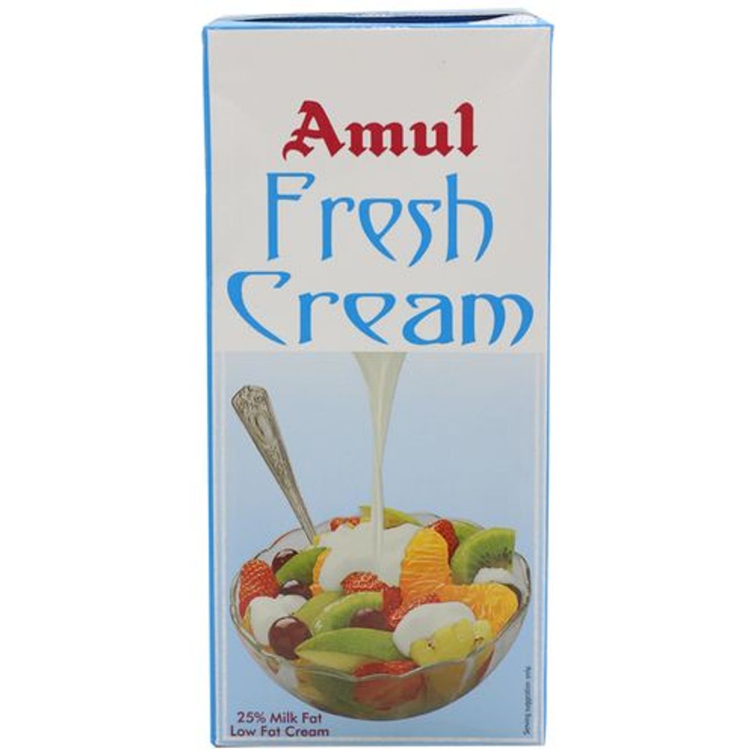 Amul Fresh Cream - 25% Milk Fat Low Fat, 1 L Carton