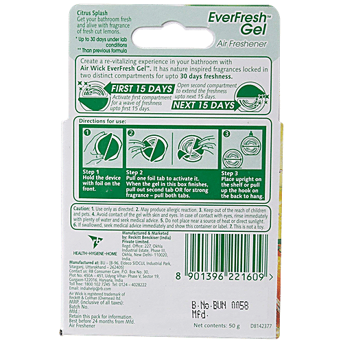 Airwick EverFresh Gel Bathroom Air Freshener - Citrus Splash, 50 g  