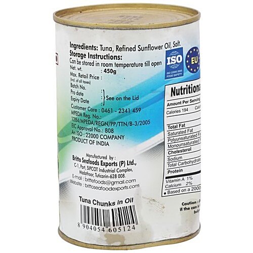 Britte  Tuna - Chunks in Oil, 450 g Tin 