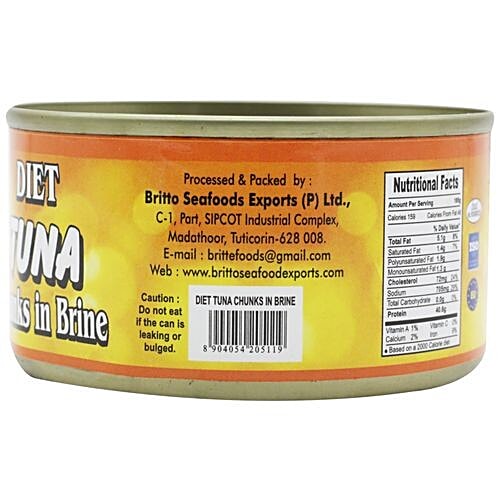 Britte  Diet Tuna - Chunks in Brine, 185 g Tin 