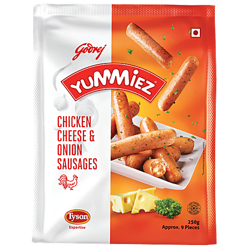 Yummiez Chicken Sausages - Cheese & Onion, 250 g Pouch 