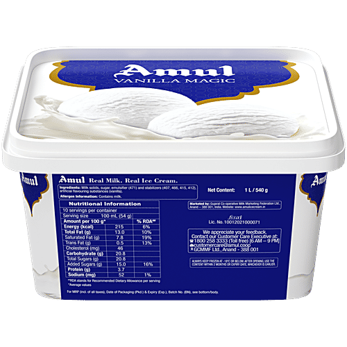 Amul Ice Cream - Vanilla Magic, 1 L Tub 