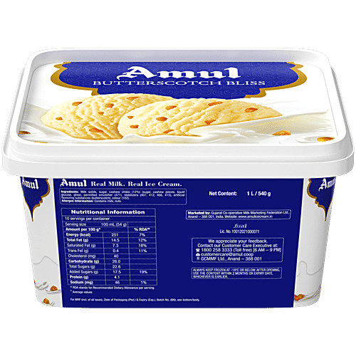 Amul Ice Cream - Butterscotch Bliss, 1 L Tub 