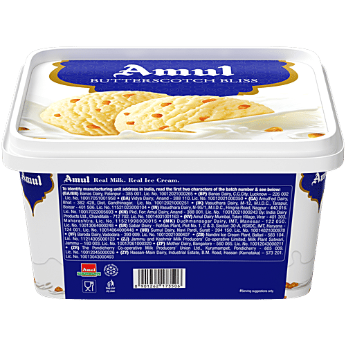 Amul Ice Cream - Butterscotch Bliss, 1 L Tub 