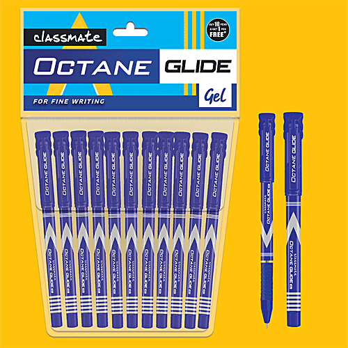 Classmate Octo Glid - Gel Pen (Blue), Set Of 10 pcs  Advanced Tip, Soft Grip