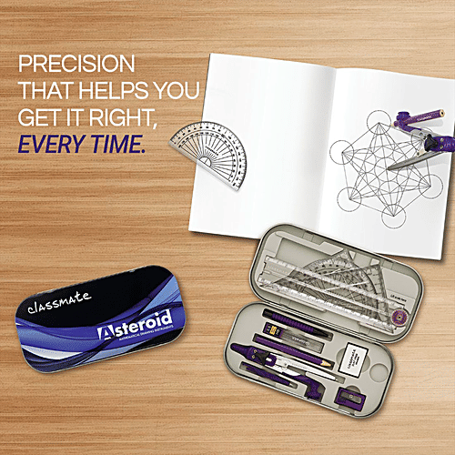 Classmate Asteroid Geometry Box - Unique Compass Cum Divider, 30 Cm Foldable Scale, 1 pc  Precision Tools
 Versatile Compass