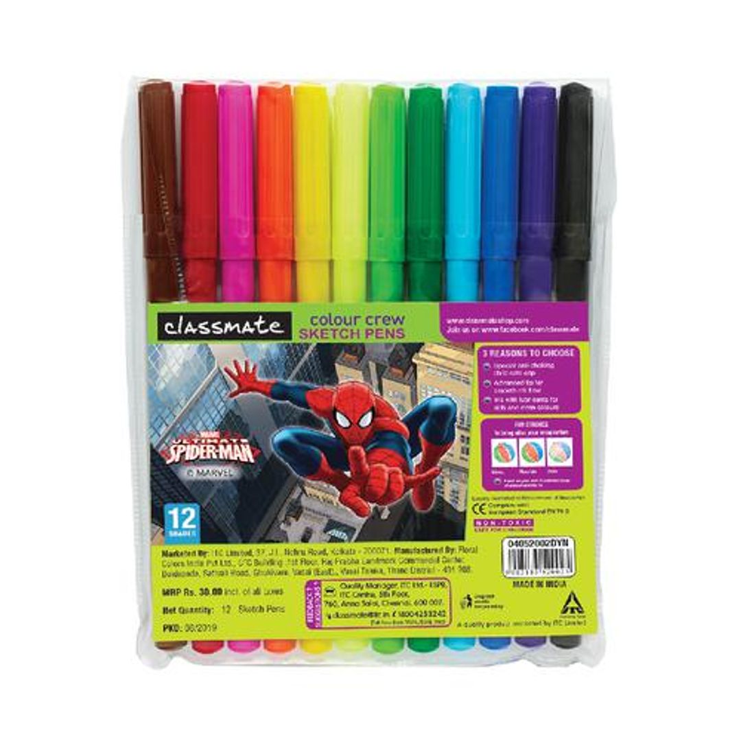 Classmate Sketch Pens - Assorted Colour, 12 pcs 