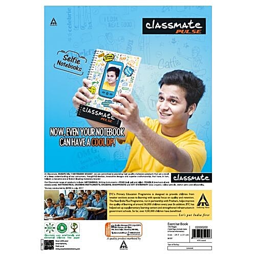 Classmate A4 Long Notebook - 140 Pages, 29.7 cm x 21 cm, Unruled, 1 pc Classmate Pulse Selfie
Cattle Notebook