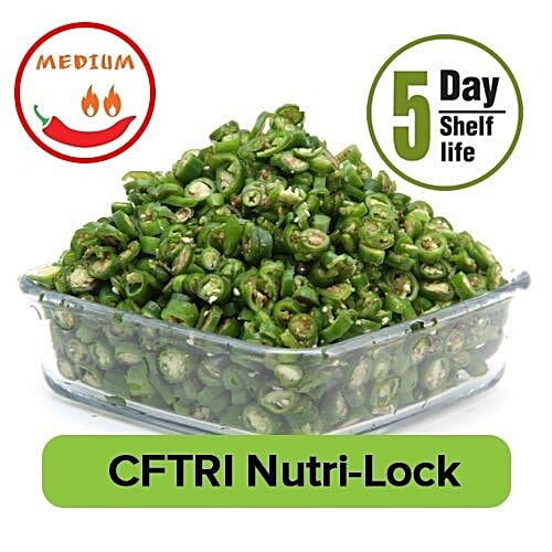 Fresho Green Chilly - Chopped, 100 g  