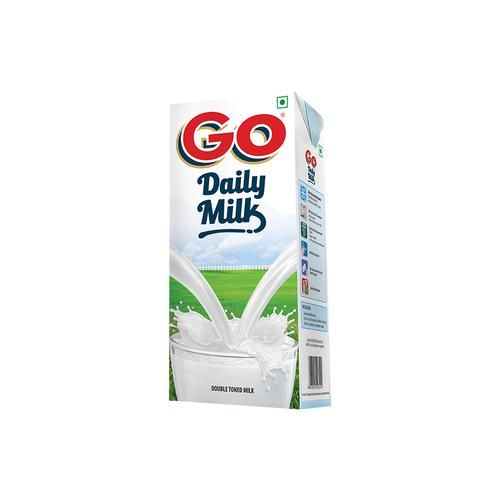 Go Daily Milk UHT Processed Double Toned Milk, 1 L Tetra Pouch No Cholesterol