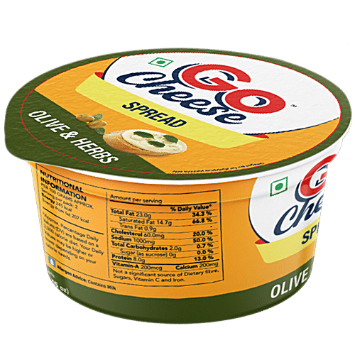 Go Cheese Spread - Olive & Herbs, 200 g Tub Soft & Creamy