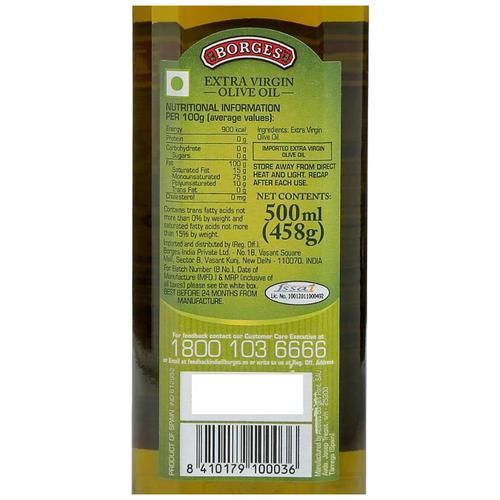 BORGES Original Extra Virgin Olive Oil, 500 ml Bottle Zero Trans Fat, Zero Cholesterol
