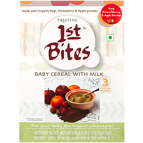 1st Bites Baby Cereals - Stage 3, 10 To 24 Months, Organic, Ragi, Strawberry & Apple, Infant Food, 300 g Box High in Calcium, Rich in Iron
