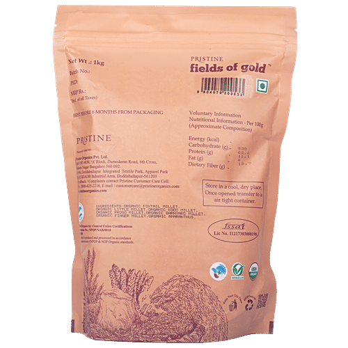PRISTINE Fields Of Gold - Organic Multi Millet Mix Breakfast Porridge, 500 g  High Fiber, Gluten Free