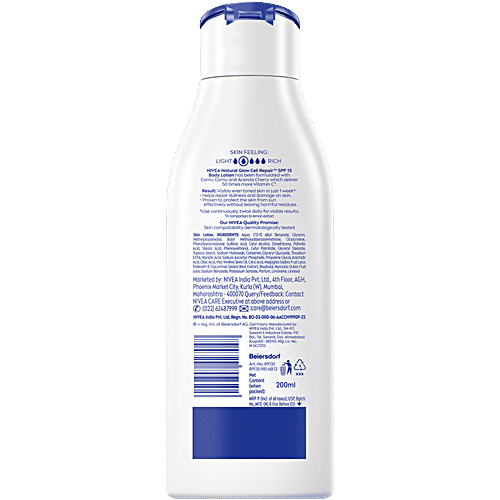 Nivea Natural Glow Cell Repair Body Lotion - SPF 15, 200 ml  