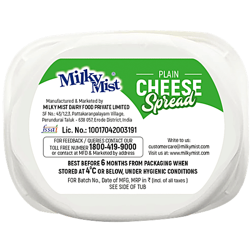 Milky Mist Premium Cheese Spread - Plain, 180 g Cup 