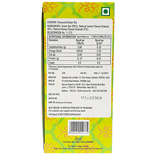 Typhoo Green Tea - Lemon & Honey, 25 x 1.7 g  