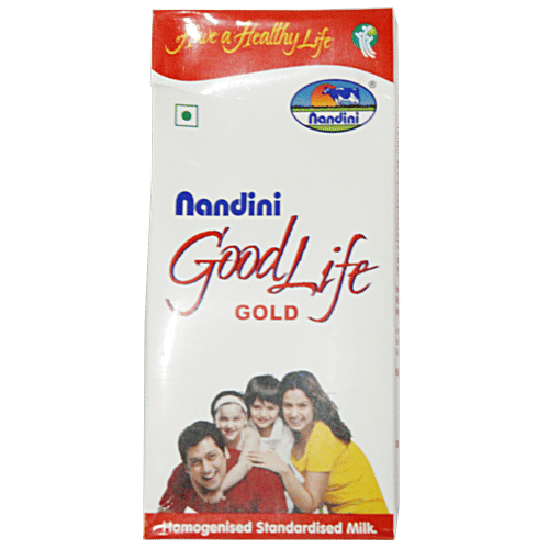 Nandini GoodLife Gold Homogenised & UHT Sterilized Standardised Milk, 1 L Carton 4.5% Fat