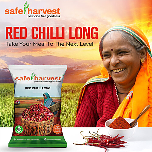 Safe Harvest Red Chilli Long, 200 g  Pesticide Free Natural Food