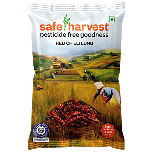 Safe Harvest Red Chilli Long, 200 g  Pesticide Free Natural Food