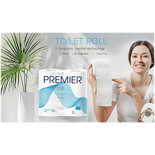 Premier 2 Ply Toilet Tissue Paper Rolls, 4 pcs (180 Pulls)