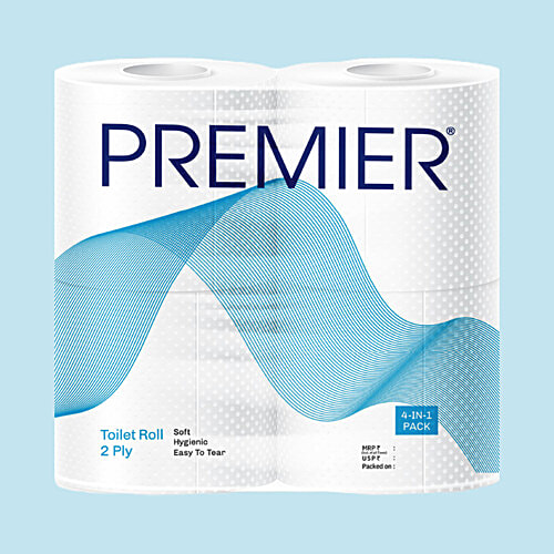 Premier 2 Ply Toilet Tissue Paper Rolls, 4 pcs (180 Pulls)