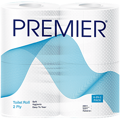 Premier 2 Ply Toilet Tissue Paper Rolls, 4 pcs (180 Pulls)