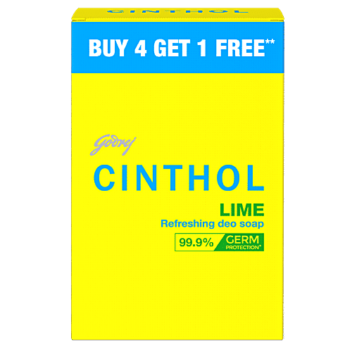 Cinthol Lime Refreshing Deo Soap, 100 g ( Buy 4 get 1 free )